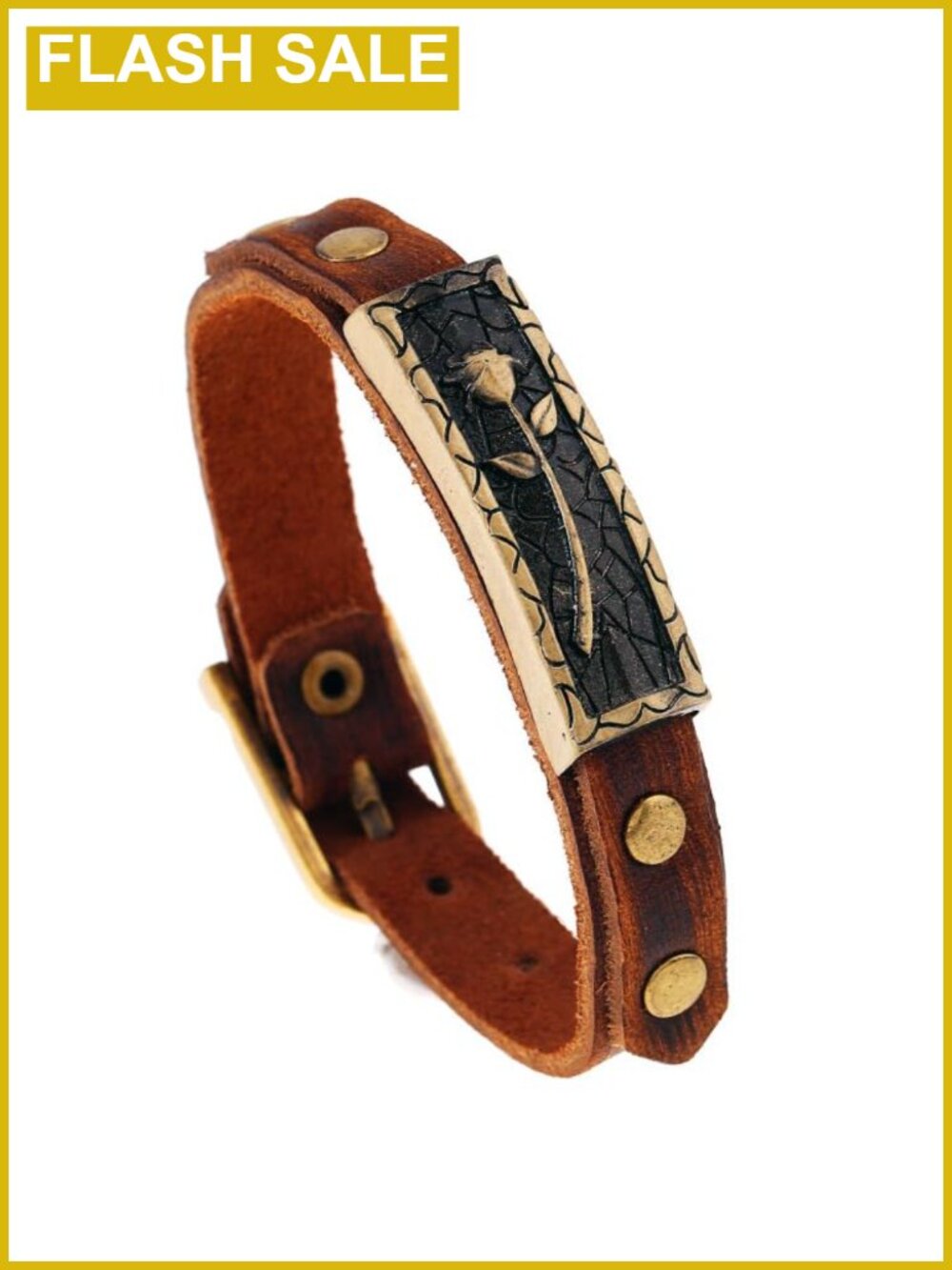 Leather Bracelet Vintage Punk Bangle Buckle Clasp Adjustable Wristband